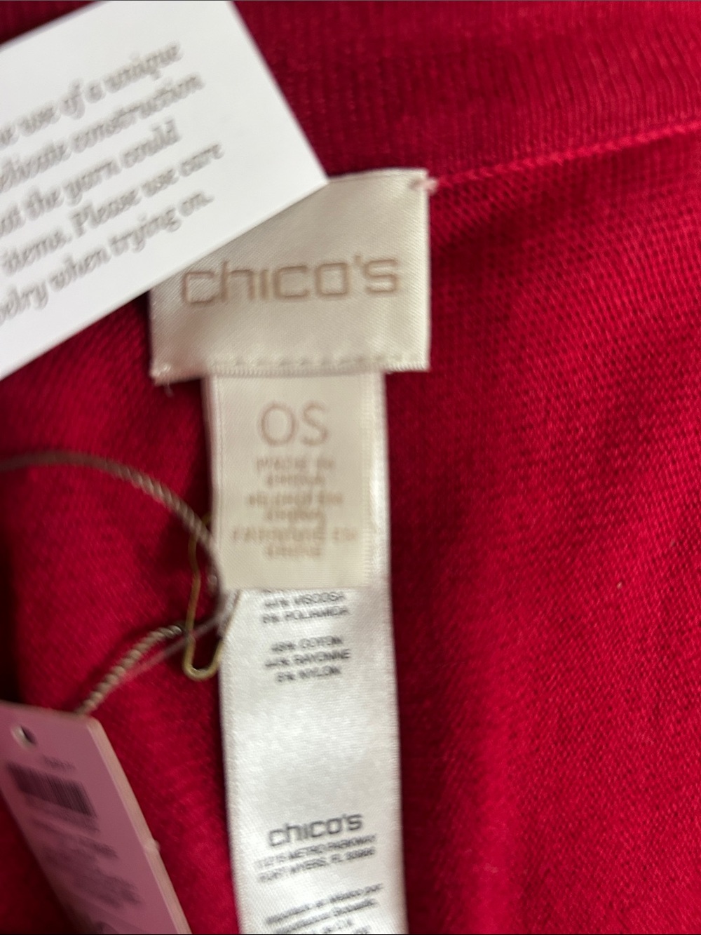 Chicos’s Shadow Stripe Ruana Renaissance Red - Picture 8 of 9